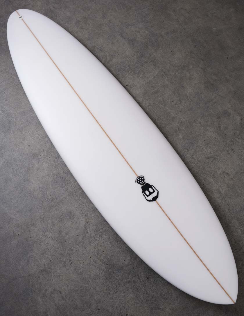 Mark Phipps One Bad Egg surfboard 7ft 6 Futures - White
