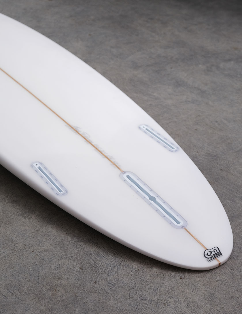 Mark Phipps One Bad Egg surfboard 7ft 6 Futures - White