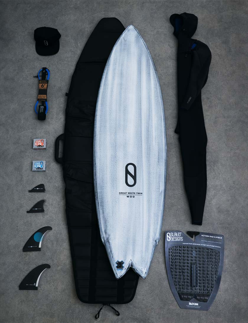 Slater Designs Volcanic Great White surfboard 5ft 9 - Futures