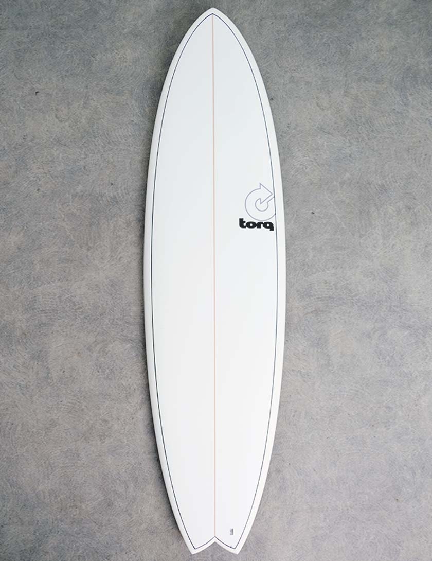 Torq Mod Fish surfboard 6ft 10 - White/Pinline