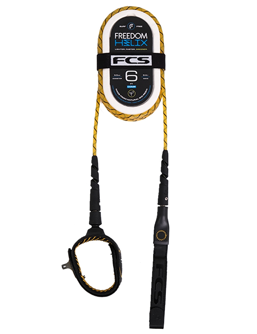 FCS Freedom Helix Surfboard Comp Leash 6ft - Mango/Black main product photo