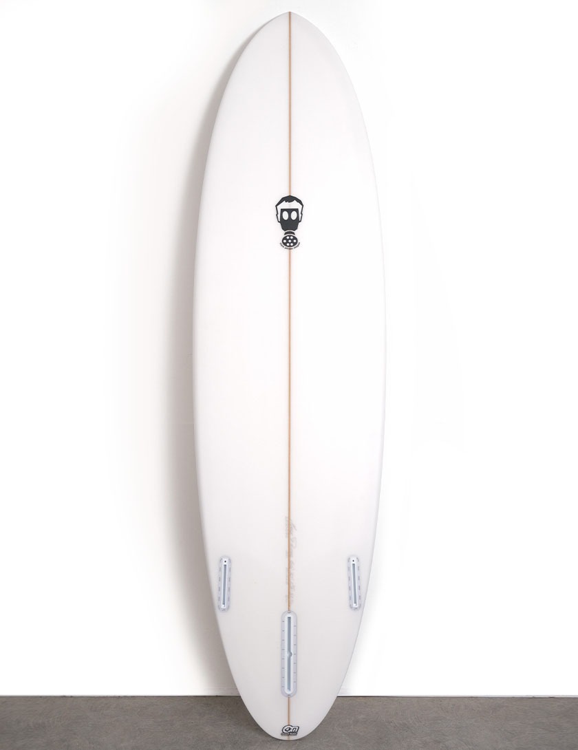 Mark Phipps One Bad Egg surfboard 7ft 6 Futures - White
