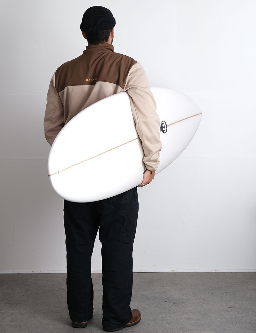 Mark Phipps One Bad Egg surfboard 7ft 6 Futures - White