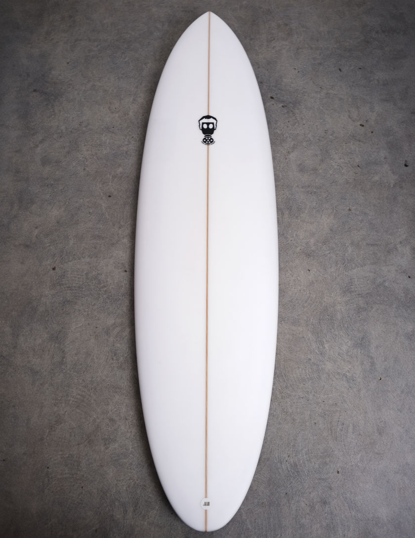 Mark Phipps One Bad Egg surfboard 7ft 6 Futures - White
