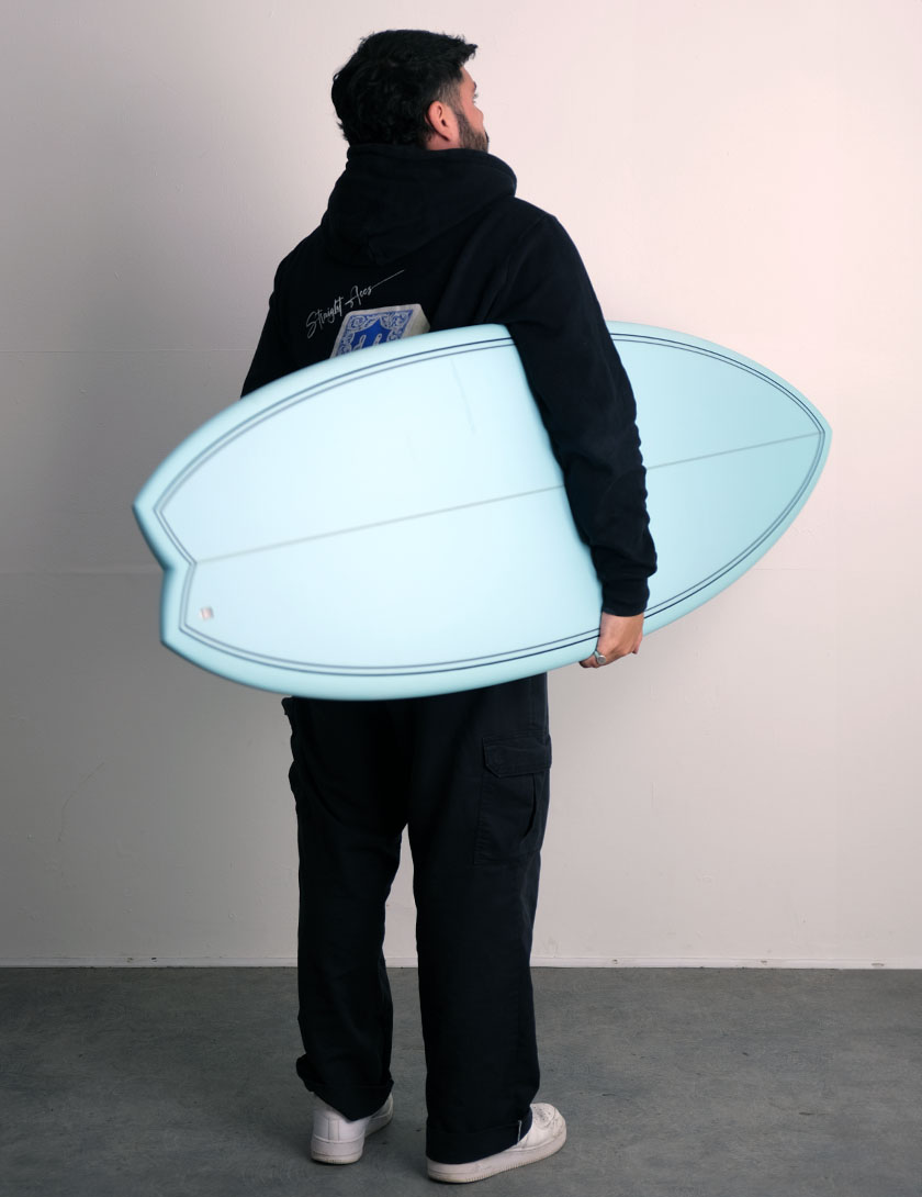 Torq Mod Fish Surfboard 5ft 11 Package - Blue Fibre Pattern