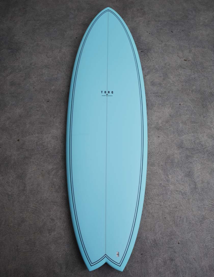 Torq Mod Fish Surfboard 5ft 11 Package - Blue Fibre Pattern