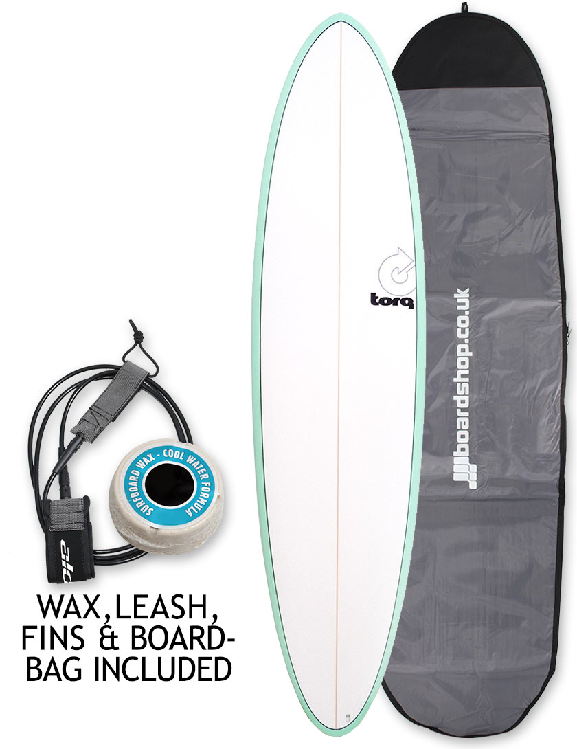 Torq Mod Fun surfboard package 7ft 2 - Sea Green/Pinline/White Deck main product photo