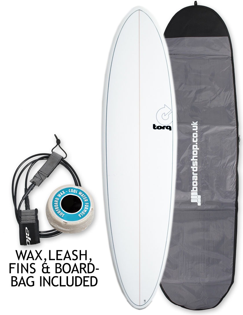 Torq Mod Fun surfboard package 6ft 8 - White/Pinline main product photo