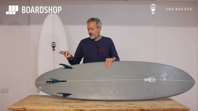 Mark Phipps One Bad Egg surfboard 7ft 6 FCS II - White